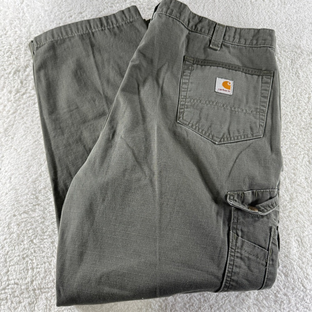 Carhartt Ripstop Double Knee Cargo Canvas Pants Mens 42x30 Relaxed Fit Green MOS
